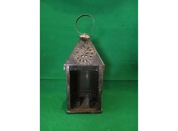 Large Black Painted Pierced Tin Lantern