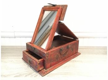 Antique Chinese Vanity/ Jewelry Box With Mirror