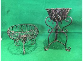 Lot Of 2 Modern Iron Planters