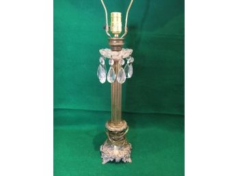 Antique Brass Lamp With Crystals