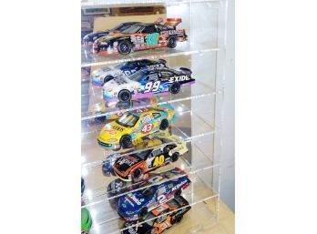 NASCAR 12  Diecast 1/24 Scale Collectible Cars With Vinyl 24 X 24 Case With 6 Shelves  And Mirrored Back