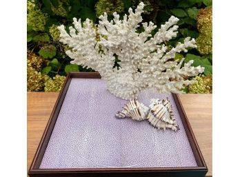 Purple Shagreen Tray With Oragnic Decor