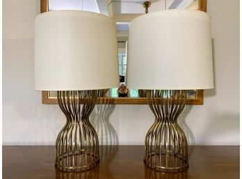 Barbara Barry  For Baker Furniture - Pair Of Bronze 'Dresmaker' Lamps