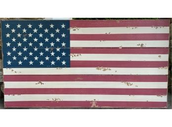 Hand Carved And Hand Painted Flag On Reclaimed Pine