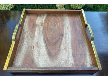 Wood And Brass Tray