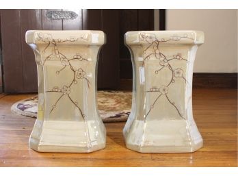 Two Porcelain Garden Stools