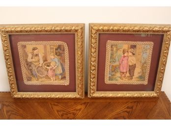 Pair Of Framed Tapestry Art