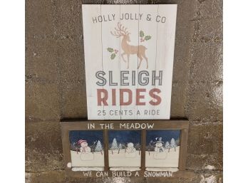 Snowman Window Painting & Sleigh Rides Sign