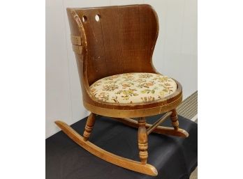 Vintage Child's Wooden Barrel Back Rocking Chair