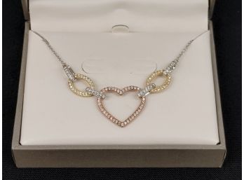 Sterling Silver & Goldtone Heart Necklace