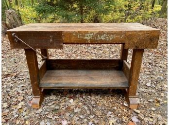 Large Vintage Wood Kitchen Island Or Potting Shed Table