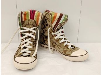 Coach Bonney High Top Sneakers With Striped Interior