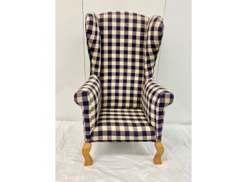 Doll's Blue & White Check Wing Chair