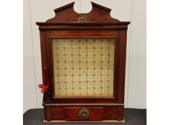 Shadowbox Cabinet With Glass Door & Drawer And 3 Reproduction Skelton Keys