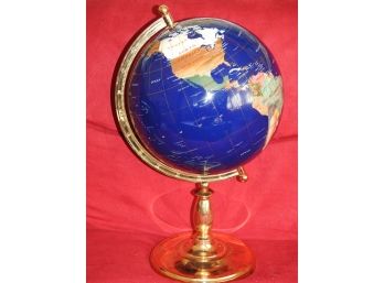 Large 21 Inch Tall Gemstone World Globe