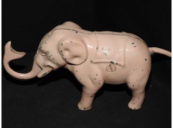 Vintage Pink Metal Gar-Ru Mechanical Elephant Coin Bank