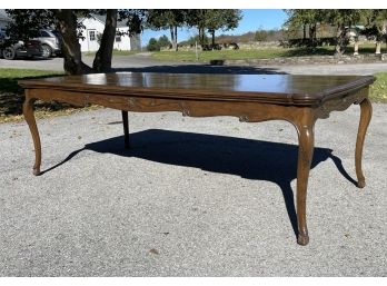 A Very Large Cantilever Leaf Inlaid Wood French Provincial Dining Table By Auffrance