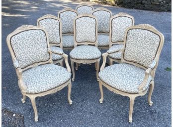 A Set Of 8 Louis XV Style Upholstered Dining Chairs With Nailhead Trim