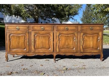 A Large Vintage Paneled Wood Buffet Or Console In French Provincial Style By Auffrance