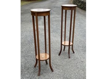 A Pair Of Inlaid Marquetry Pedestals