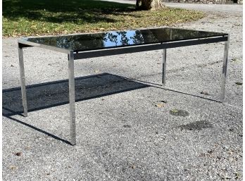 A Modern Smoked Glass And Chrome Coffee Table In Style Of Ben Soleimani