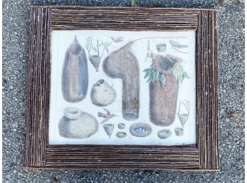 Rustic Bird Themed Art In Twig Frame