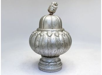 A Vintage SIlver Toned Cast Stone Urn