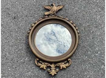 An Antique Federal Round Mirror In Gilt Frame