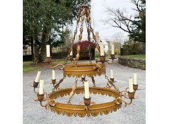 A Large Vintage Tole Painted Chandelier