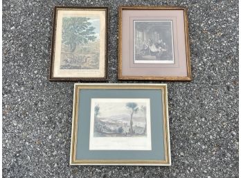 Vintage And Antique Hand Colored Etchings