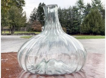 A Large, Hand Blown Bubble Glass Decanter