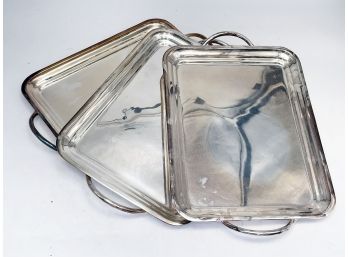 A Set Of 3 Vintage Art Deco Silver Plate Trays