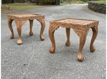 A Pair Of Carved Indonesian Side Tables