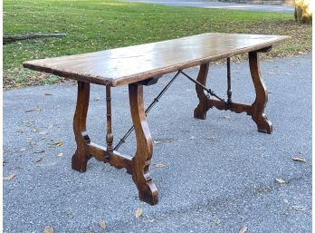 A Gorgeous Reclaimed Hardwood Trestle Table By ABC Carpet & Home Antique Reproductions