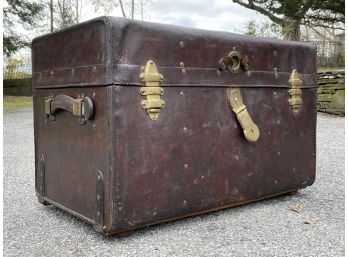 A Gorgeous Antique Leather Travel Trunk By Crouch & Fitzgerald