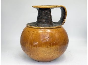 A Primitive Glazed Ceramic Earthenware Vessel