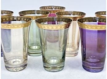 Vintage Gold Rimmed Colored Glassware