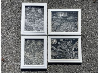 A Series Of Framed Woodcut Prints