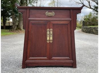 A Vintage Carved Mahogany Asian Console, Nightstand, Or Alter