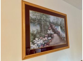 Oak Framed Diane Romanello Print - Bridge Of Flowers