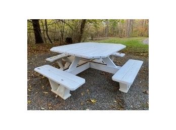 White Painted Wooden Picnic Table