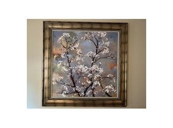 Lovely Framed Floral Acrylic On Board