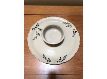 Pretty Vermont Pottery Platter And Dip Bowl