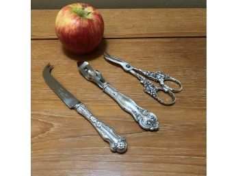 Sterling Silver Trio - Incl. Heavy Solid Sterling Grape Shears