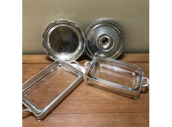 4 Piece Silverplate Selection - 2 Casserole Trivets And Round Platters