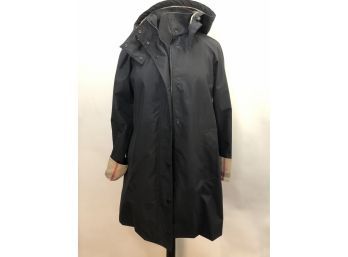 A Burberry Hooded Light Rain Coat With Wool Removable Liner - Women's 8