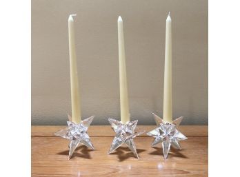 A Trio Of Rosenthal 3' Crystal Star Candleholders