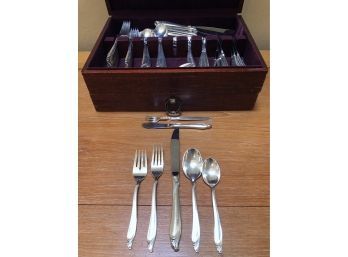 7 Pc Sterling Silver Flatware For 12 With Serving Pieces In Original Box