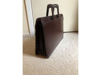 A Leather Brief Satchel - Brown - Clean, Slim