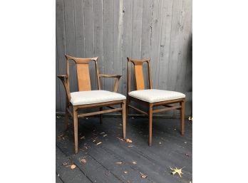 A Set Of 8 Midcentury Design Dining Chairs - 2 Arm Chair, 6 Without - In Walnut